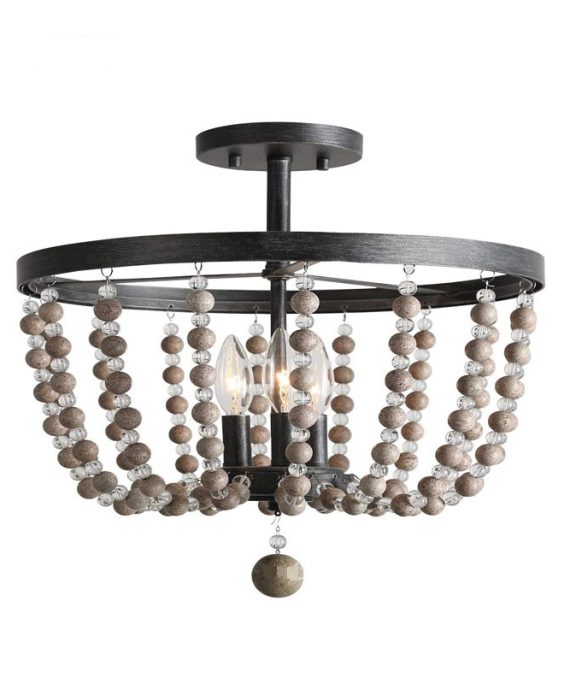 Rustic Polymian Wooden Bead Lamp