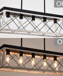 Dining Table Linear Rustic Hanging Farmhouse Iron Lamps