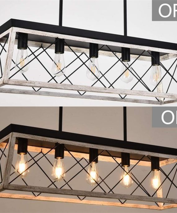 Dining Table Linear Rustic Hanging Farmhouse Iron Lamps