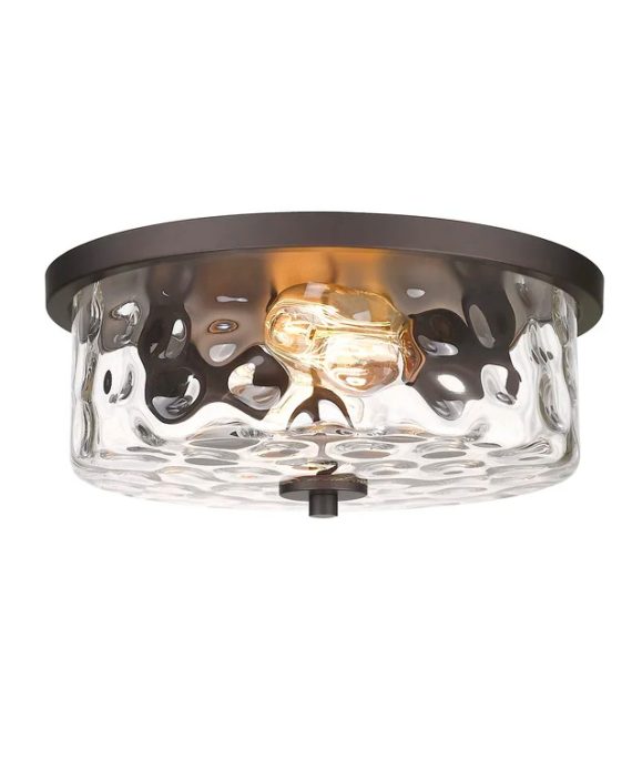 Rustic Vintage Ceiling Light LED Clear Glass Stone Pattern