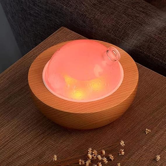 Glass Essential Oil Diffuser,Real Wood Base,The 2025 Upgrade Aromatherapy Diffuser,Aroma Diffuse Humidifier,LED Light in 7 Colors??Suitable for Home Office Bedroom - Image 2