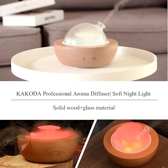 Glass Essential Oil Diffuser,Real Wood Base,The 2025 Upgrade Aromatherapy Diffuser,Aroma Diffuse Humidifier,LED Light in 7 Colors??Suitable for Home Office Bedroom - Image 6