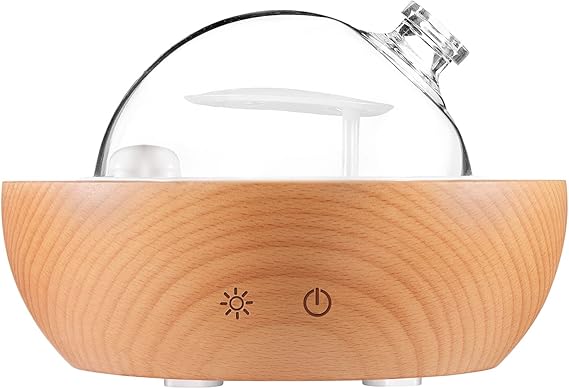 Glass Essential Oil Diffuser,Real Wood Base,The 2025 Upgrade Aromatherapy Diffuser,Aroma Diffuse Humidifier,LED Light in 7 Colors??Suitable for Home Office Bedroom