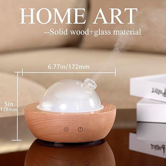 Glass Essential Oil Diffuser,Real Wood Base,The 2025 Upgrade Aromatherapy Diffuser,Aroma Diffuse Humidifier,LED Light in 7 Colors??Suitable for Home Office Bedroom - Image 3