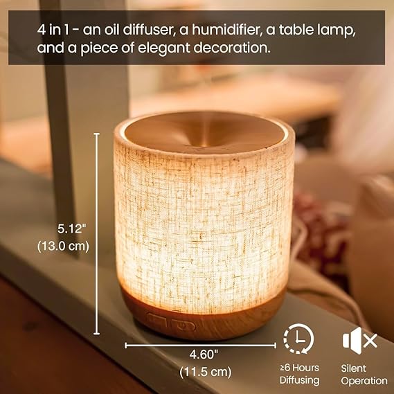 Essential Oil Diffuser 200ml with Fabric Cover and Night Lamp | Ultrasonic Aroma Diffuser | Humidifier w Lights | Room Decor | Small Humidifier for Bedroom | Gift - Image 3