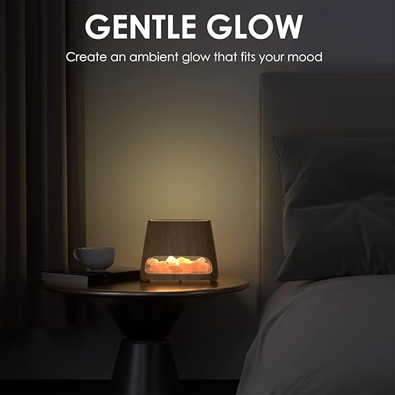 Ultrasonic Essential Oil Diffuser & Himalayan Salt Lamp, Aromatherapy Diffuser Cool Mist Humidifier with Auto Off Function, 100% Pure Himalayan Pink Salt Rock, 150ml - Image 5