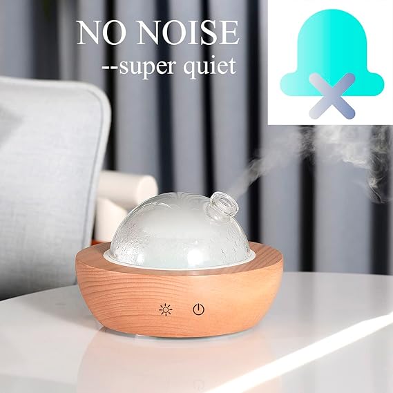 Glass Essential Oil Diffuser,Real Wood Base,The 2025 Upgrade Aromatherapy Diffuser,Aroma Diffuse Humidifier,LED Light in 7 Colors??Suitable for Home Office Bedroom - Image 4
