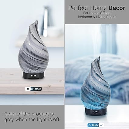 Essential Oil Diffuser 120ml Ultrasonic Aromatherapy Diffuser with Handmade Glass BPA Free Waterless Auto-Off, 4 Timer Setting 7 Colors Changed LED for Home Yoga Office - Image 4