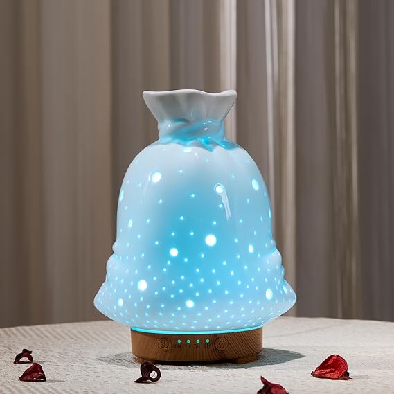 Essential Oil Diffuser Hand Blown Glass Aromatherapy Diffuser - Ultrasonic Cool Mist Scent Aroma Diffuser, Whisper Quiet with Auto Shut-Off, Timer Setting &7 Colors Night Light for Home - Image 10