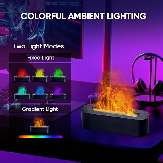 Essential Oil Diffuser, Fireplace Fire Flame Aromatherapy Diffuser, 150ml Ultrasonic Cool Mist Humidifier, Scent Aroma Diffuser with 7 Colors Light, Timer & Auto-Off for Home, Room - Image 3