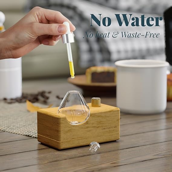 Waterdrop Glass Essential Oil Diffuser with Handmade Wood Base for Aromatherapy, Waterless Aroma Diffuser, Portable & Rechargeable Essential Oil Nebulizer with 4 Modes Timer, A Fragrance Diffuser Gift - Image 2