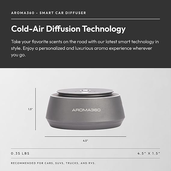 Aroma360 - Smart Car Diffuser - Portable Luxury Essential Oil Diffuser for Cars - Auto On/Off Feature - Oil Not Included - Image 6