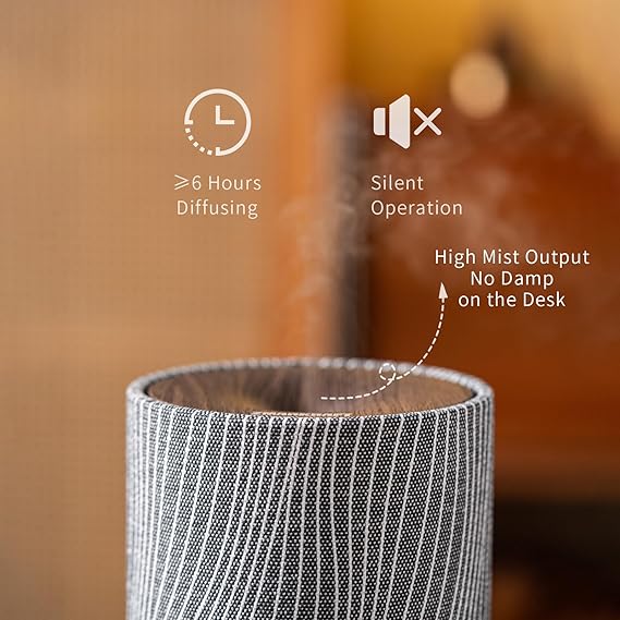 Essential Oil Diffuser 200ml with Fabric Cover and Night Lamp | Ultrasonic Aroma Diffuser | Humidifier w Lights | Room Decor | Small Humidifier for Bedroom | Gift - Image 9