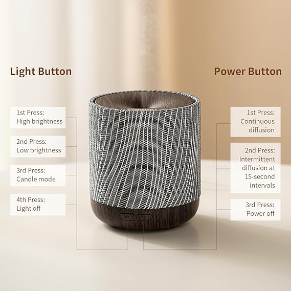 Essential Oil Diffuser 200ml with Fabric Cover and Night Lamp | Ultrasonic Aroma Diffuser | Humidifier w Lights | Room Decor | Small Humidifier for Bedroom | Gift - Image 10