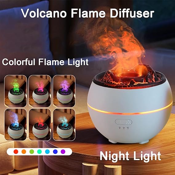 Essential Oil Diffuser, Volcano Fire Flame Aromatherapy Diffuser, 360ml Ultrasonic Cool Mist Humidifier, Scent Aroma Diffuser with 7 Colors Light, Timer & Auto Shut-Off for Home, Room - Image 9