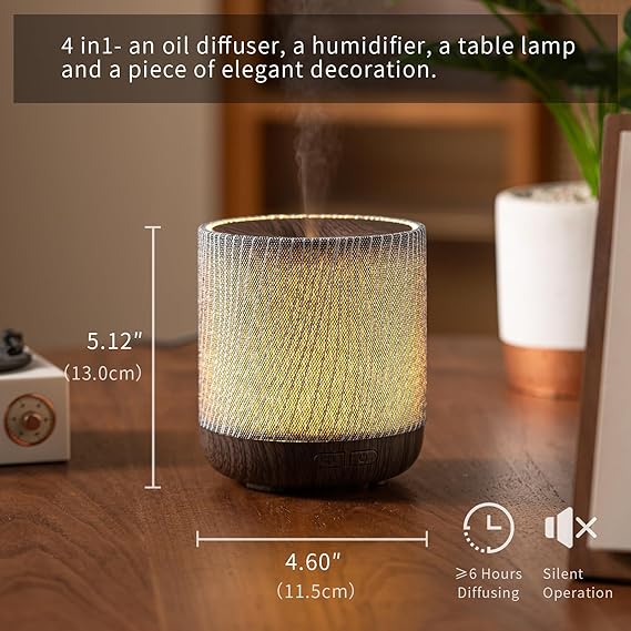 Essential Oil Diffuser 200ml with Fabric Cover and Night Lamp | Ultrasonic Aroma Diffuser | Humidifier w Lights | Room Decor | Small Humidifier for Bedroom | Gift - Image 8
