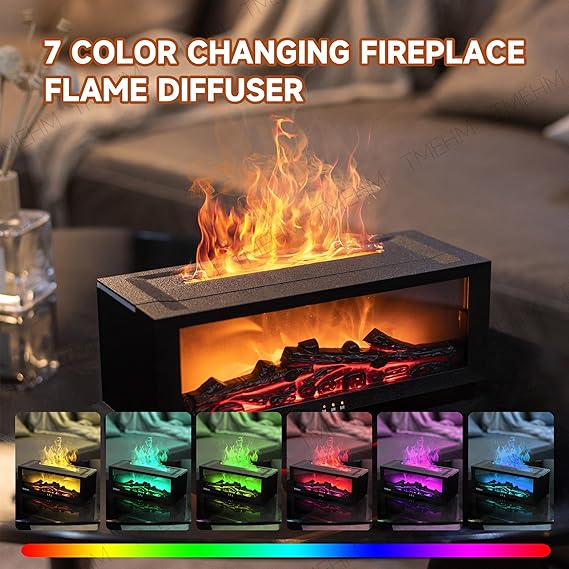 Fireplace Flame Air Diffuser Humidifier,7 Colors Aromatherapy Essential Oil Diffuser,Ultrasonic Aroma Humidifier with Timer for Home,Bedroom,Office,Yoga - Image 5
