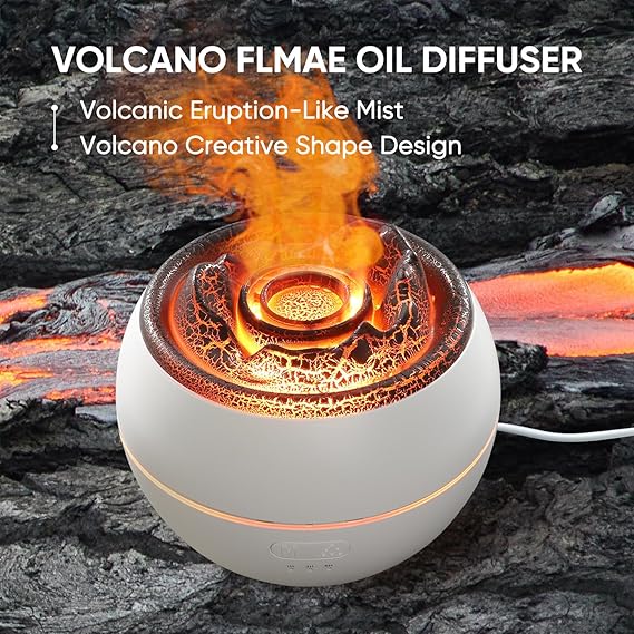 Essential Oil Diffuser, Volcano Fire Flame Aromatherapy Diffuser, 360ml Ultrasonic Cool Mist Humidifier, Scent Aroma Diffuser with 7 Colors Light, Timer & Auto Shut-Off for Home, Room - Image 8