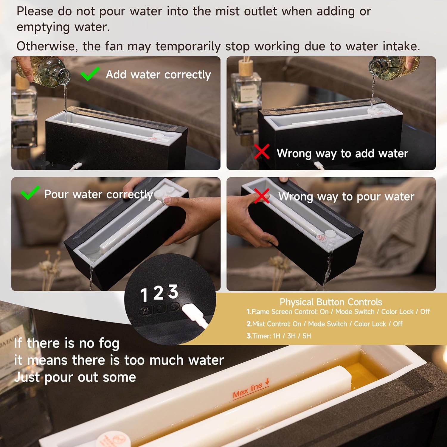 Fireplace Flame Air Diffuser Humidifier,7 Colors Aromatherapy Essential Oil Diffuser,Ultrasonic Aroma Humidifier with Timer for Home,Bedroom,Office,Yoga - Image 8