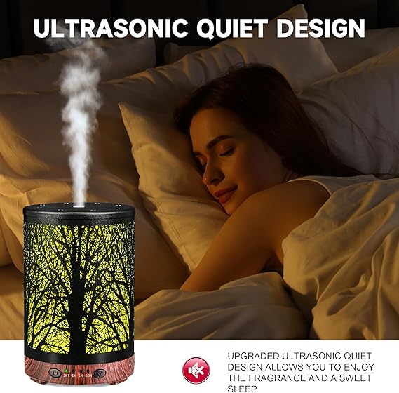 Essential Oil Diffuser 120ML Metal Aromatherapy Diffuser, Cool Mist Humidifier with Auto Shut-Off Protection 7 Color Lights for Home Office Spa - Image 3