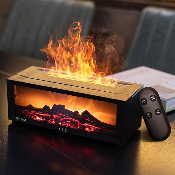 Fireplace Flame Air Diffuser Humidifier,7 Colors Aromatherapy Essential Oil Diffuser,Ultrasonic Aroma Humidifier with Timer for Home,Bedroom,Office,Yoga